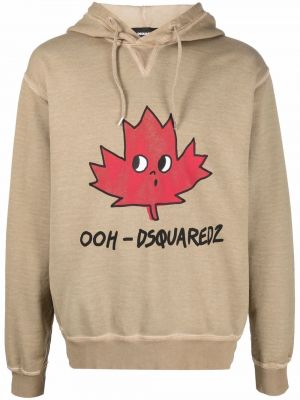 Hoodie con stampa Dsquared2 marrone