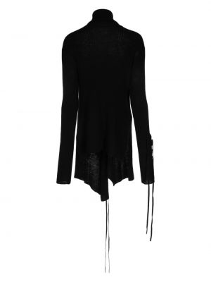 Sweter sznurowany wełniany koronkowy Ys czarny