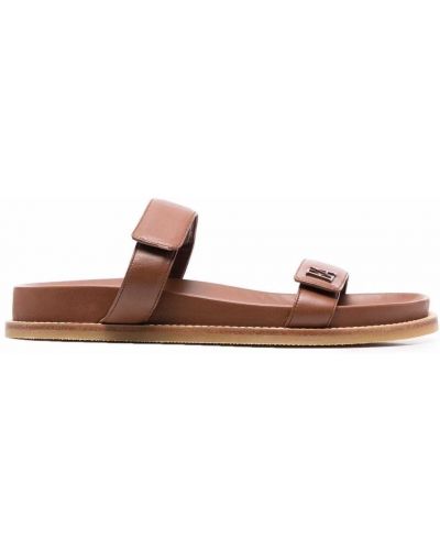 Lær sandaler med reim Emporio Armani brun