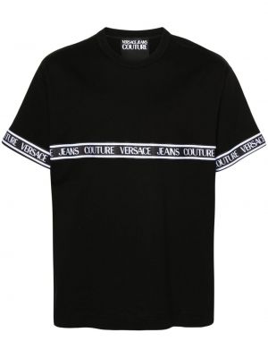Памучна тениска с принт Versace Jeans Couture черно