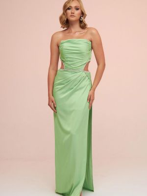 Saténové večerní šaty Carmen zelené