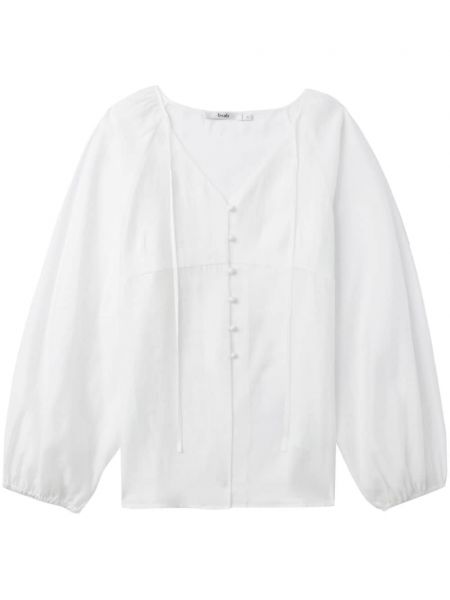 Bluse mit geknöpfter mit v-ausschnitt B+ab weiß