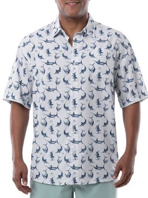 Мужская рубашка с коротким рукавом в стиле ретро для рыбалки Guy Harvey белый
