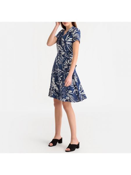 Платье с короткими рукавами с рисунком Suncoo, синее