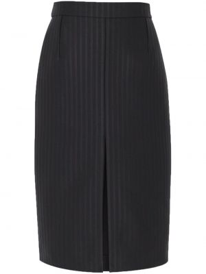 Pruhované vlněné midi sukně Saint Laurent černé