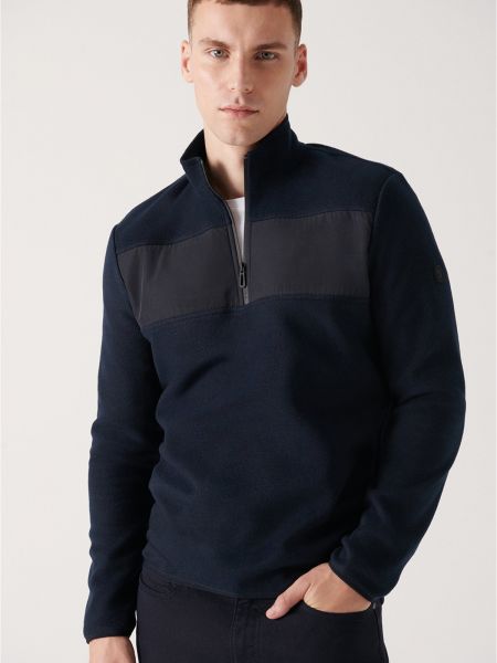 Fliso džemperis su stovinčia apykakle Avva mėlyna