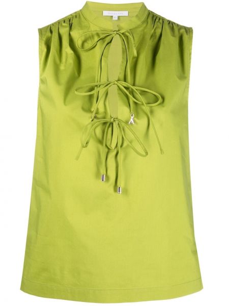 Кружевная блузка без рукавов на шнуровке Patrizia Pepe, зеленая