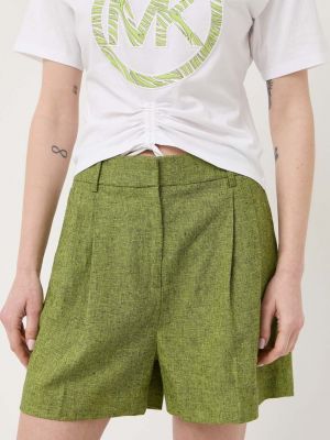 Lanene kratke hlače visoki struk s printom Michael Michael Kors zelena