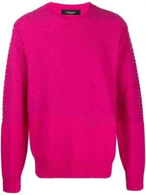 Плетен пуловер Versace розово