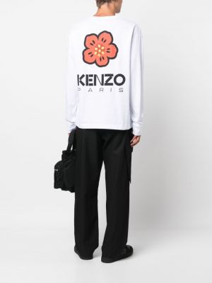 Květinová bavlněná mikina Kenzo bílá