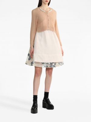 Květinové mini sukně s flitry Simone Rocha béžové