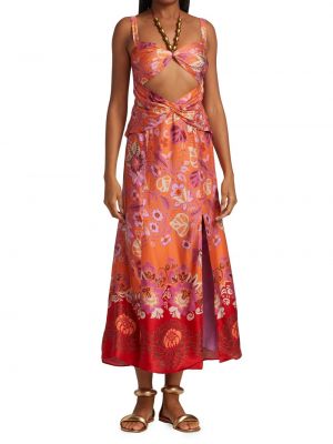 Платье миди в цветочек с принтом Alexis оранжевое