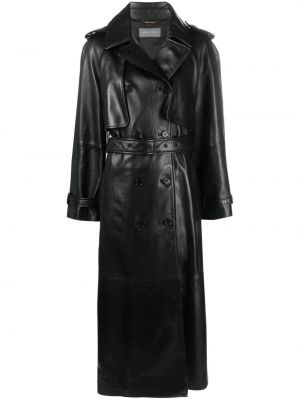 Kožený kabát Alberta Ferretti černý