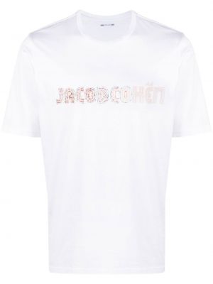 Raštuotas medvilninis marškinėliai Jacob Cohën balta