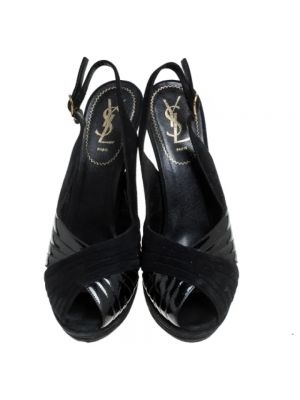 Sandały trekkingowe skórzane Yves Saint Laurent Vintage czarne
