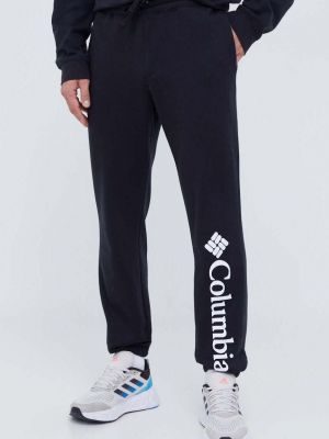 Czarne spodnie sportowe z nadrukiem Columbia