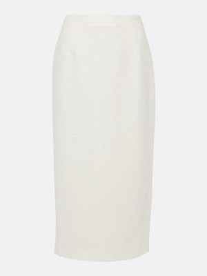 Biała spódnica midi w kratkę tweedowa Alessandra Rich