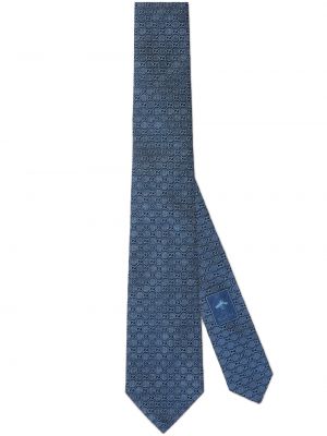 Жакардова вратовръзка с принт Gucci синьо