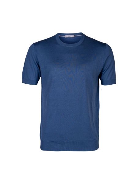 Jedwabna koszulka bawełniana Paolo Pecora niebieska