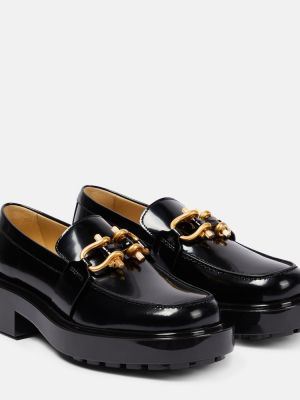 Černé kožené loafers Bottega Veneta