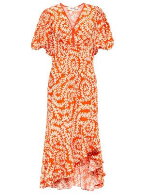 Viskózové midi šaty s potiskem Diane Von Furstenberg - oranžová