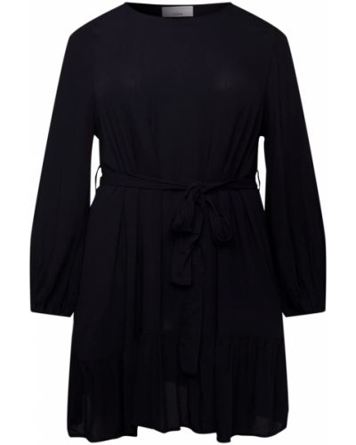 Jednofarebné viskózové priliehavé košeľové šaty Guido Maria Kretschmer Curvy Collection - čierna