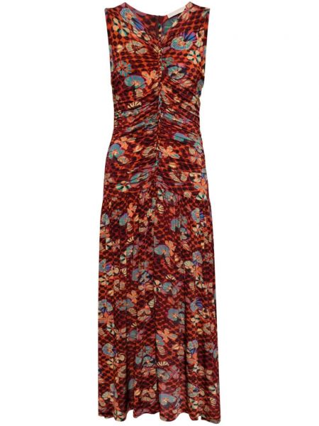 Φλοράλ ίσιο φόρεμα με σχέδιο ντραπέ Ulla Johnson πορτοκαλί