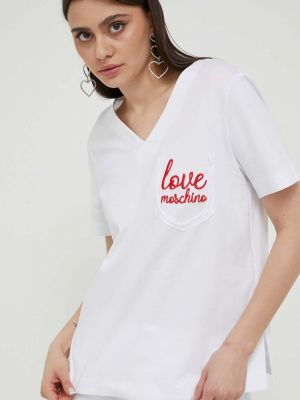 Bílé bavlněné tričko Love Moschino