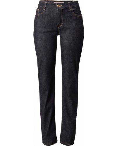 Bavlnené džínsy s rovným strihom s vysokým pásom na zips Mos Mosh - tmavo modrá