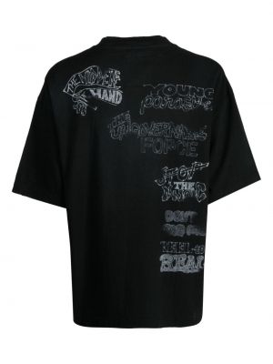 Bavlněné tričko s výšivkou Maison Mihara Yasuhiro černé