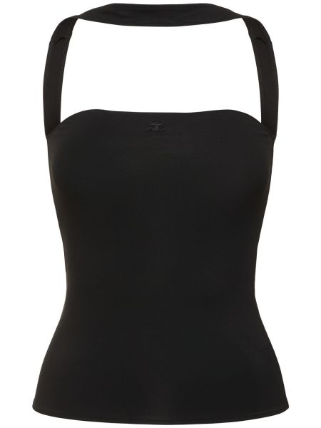 Top in viscosa in maglia in jersey Courrèges nero