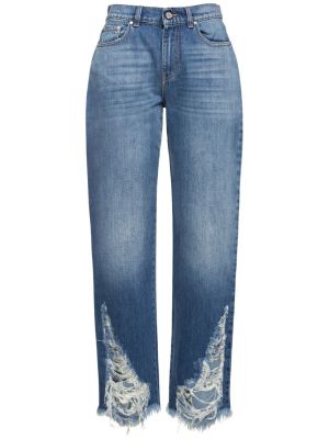 Jeans taille basse effet usé en coton Stella Mccartney bleu