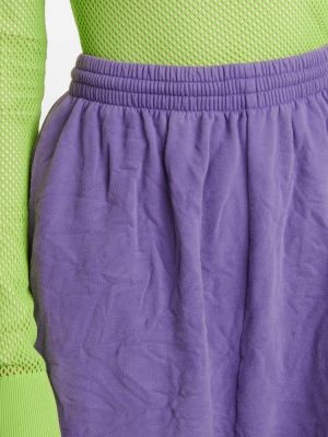 Voľné bavlnené teplákové nohavice s vysokým pásom Balenciaga fialová