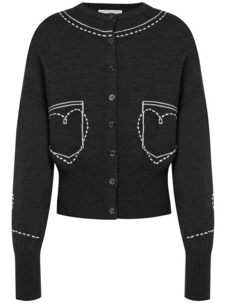 Woll lange strickjacke mit stickerei Moschino Jeans