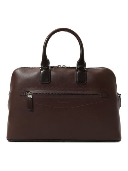 Кожаная сумка для ноутбука Santoni коричневая