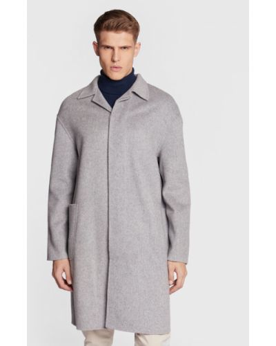Gyapjú téli kabát Calvin Klein szürke