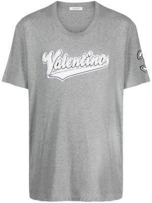 T-shirt aus baumwoll mit print Valentino Garavani grau