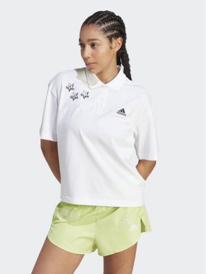 Laza szabású hímzett pólóing Adidas fehér