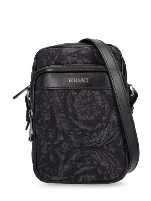 Τσάντα χιαστί ζακάρ Versace μαύρο