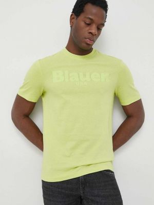 Bavlněné tričko Blauer  , s potiskem - Zelená