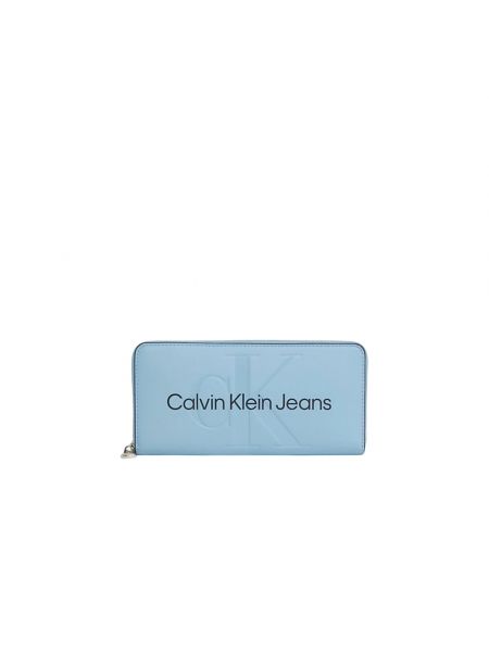 Portfel ze skóry ekologicznej Calvin Klein Jeans niebieski