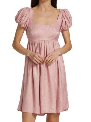 Жаккард платье мини с вырезом на спине Bytimo розовое