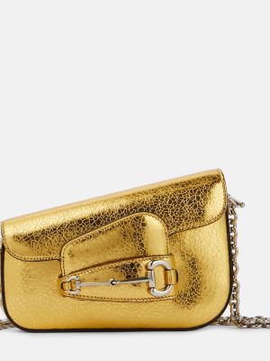 Usnjena torbica za čez ramo Gucci zlata