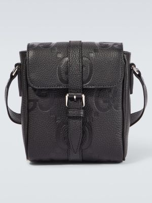 Usnjena crossbody torbica Gucci črna