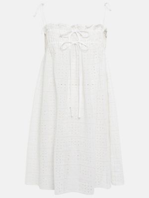Памучна рокля Ganni бяло