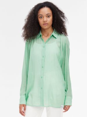 Rifľová košeľa Calvin Klein Jeans zelená