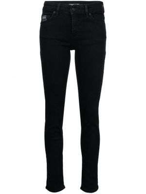 Haftowane jeansy skinny bawełniane klasyczne Versace Jeans Couture - сzarny