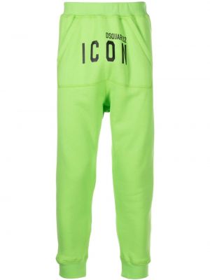 Памучни спортни панталони с принт Dsquared2 зелено