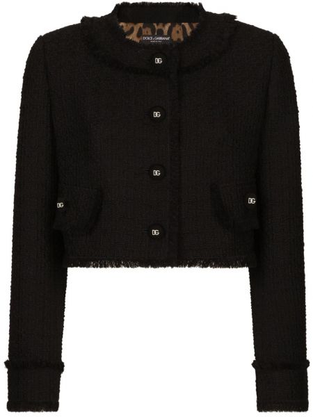 Tvídová bunda na gombíky Dolce & Gabbana čierna