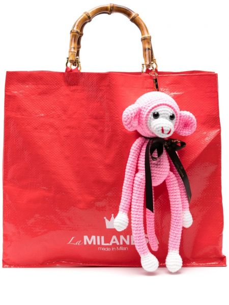 Geantă shopper cu imprimeu animal print La Milanesa roșu
